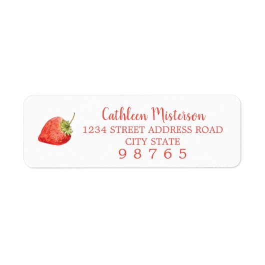 Strawberry Waterverf Return Address Labels (Voorkant)