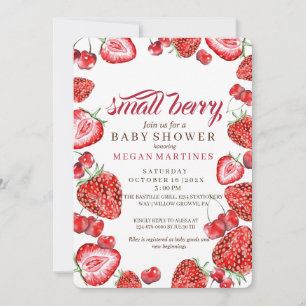 Strawberry Waterverf Script Meisje Baby shower Kaart