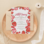 Strawberry Waterverf Script Meisje Baby shower Kaart