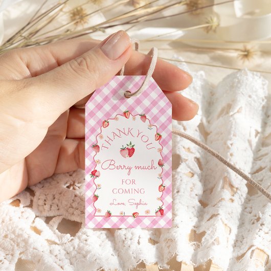 Strawberry Wavy Hartelijk dank Cadeaulabel