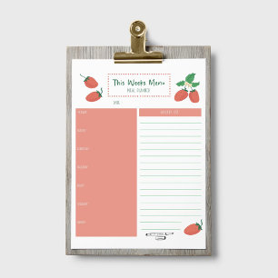 Strawberry Weekly Meal Kruidenier Planner Notitieblok