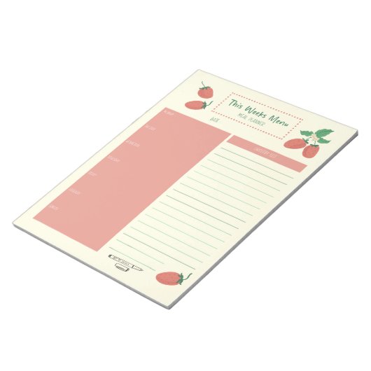 Strawberry Weekly Meal Kruidenier Planner Notitieblok (Schuin)