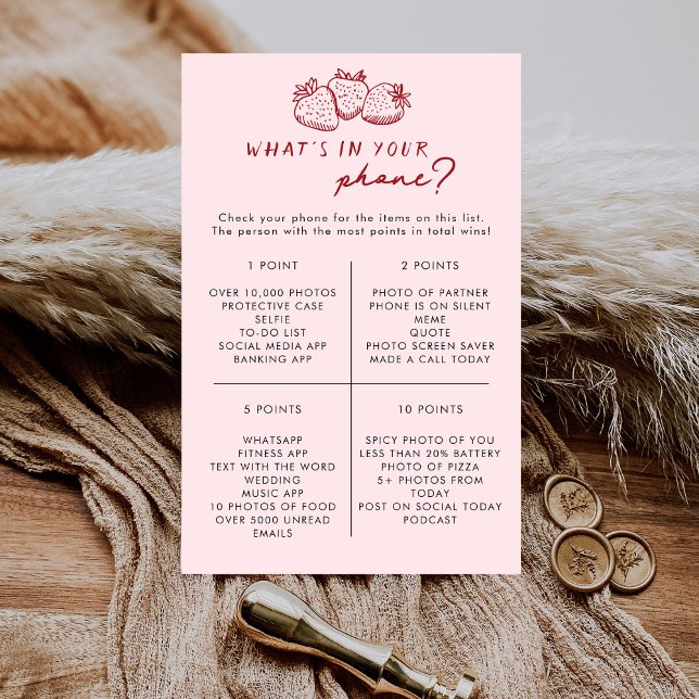 Strawberry What's In Your Phone Bridal Shower Game (Creator heeft geüpload)