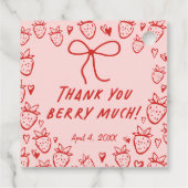 Strawberry Whimsical Coquette Bow Girls Verjaardag Bedankjes Labels (Achterkant)