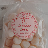 Strawberry Whimsical Coquette Bow Girls Verjaardag Ronde Sticker