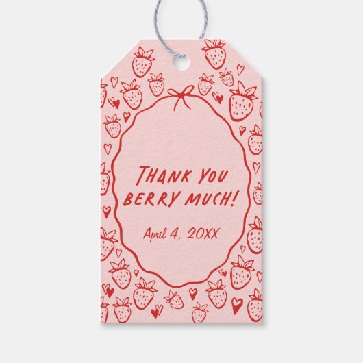 Strawberry Whimsical Coquette Favoriet Cadeaulabel (Voorkant)