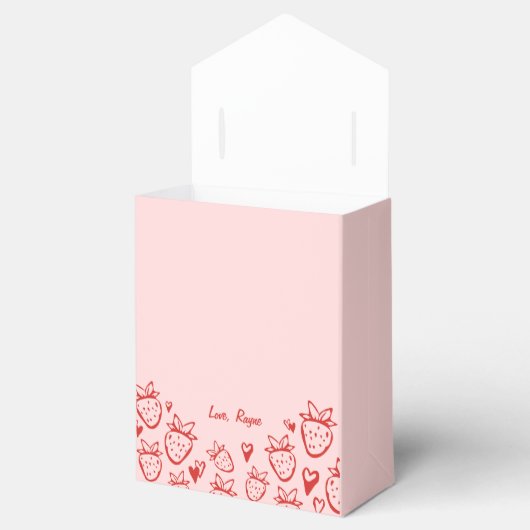 Strawberry Whimsical Coquette Meisjes Verjaardag Bedankdoosjes (Geopend)