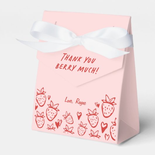 Strawberry Whimsical Coquette Meisjes Verjaardag Bedankdoosjes (Voorkant Zijde)