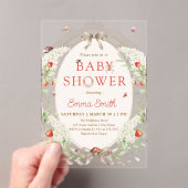 Strawberry Whimsical Ladybug Baby Shower Acryl Uitnodigingen (Insitu (Draagbaar))