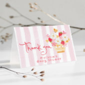 Strawberry Whimsical Pink Baby shower Bedankt Kaart