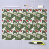 Strawberry White Flower Green Leaf Floral Print Tissuepapier (Craft)