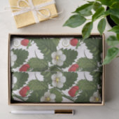 Strawberry White Flower Green Leaf Floral Print Tissuepapier (Geschenk)