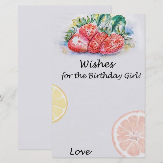 Strawberry Wishes for the jarig girl game (Voorkant / Achterkant)