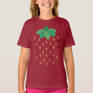 strawberry with a red background t-shirt