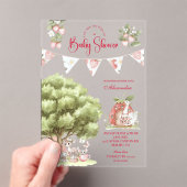 Strawberry Woodland Baby Shower Acryl Uitnodigingen (Insitu (Draagbaar))