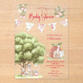 Strawberry Woodland Baby Shower Acryl Uitnodigingen (Voorkant)