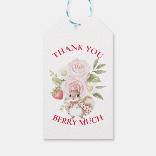 Strawberry Woodland Baby Shower Cadeaulabel (Achterkant)