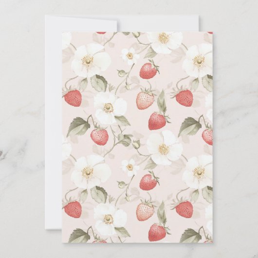 Strawberry Woodland Baby Shower Kaart (Achterkant)