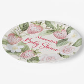 Strawberry Woodland Baby Shower Papieren Bordje (Gekanteld)