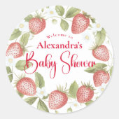 Strawberry Woodland Baby Shower Ronde Sticker (Voorkant)