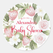Strawberry Woodland Baby Shower Ronde Sticker (Voorkant)