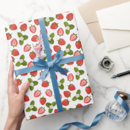 Strawberry Wrapping Paper - White Cadeaupapier