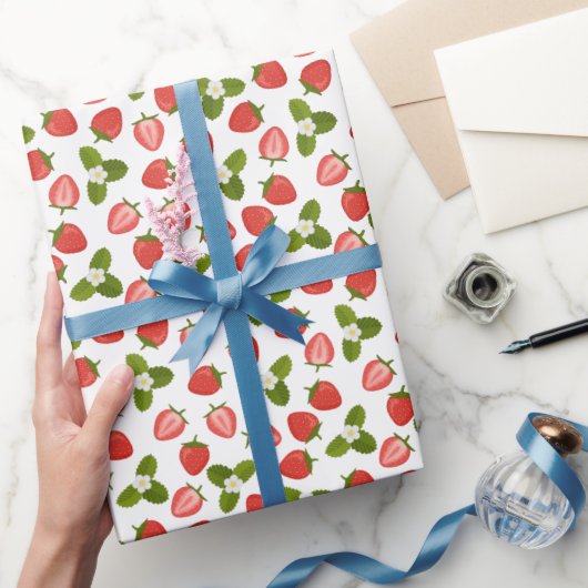 Strawberry Wrapping Paper - White Cadeaupapier (Geschenken)