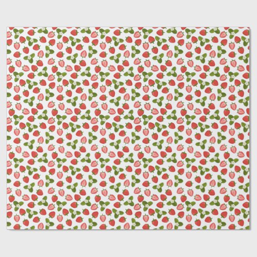 Strawberry Wrapping Paper - White Cadeaupapier (Vlak)