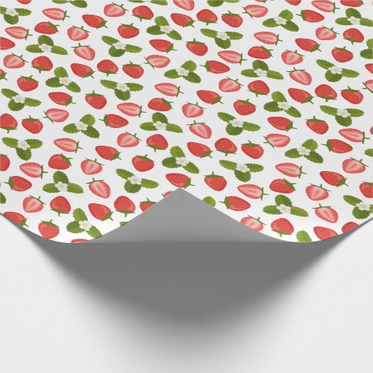 Strawberry Wrapping Paper - White Cadeaupapier (Hoek)