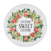 Strawberry Wreath Home Sweet Home Round Snijplank (Voorkant)