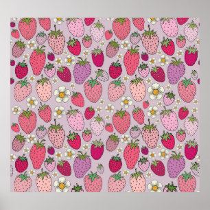 Strawberry zomer naadloos patroon poster