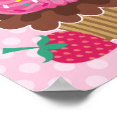 Strawberry's en chocolade Cupcake Canvas afdrukken Poster (Hoek)