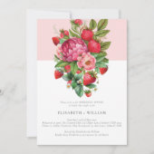 Strawberry's en Peonies Summer Rehearsal Dinner Kaart (Voorkant)