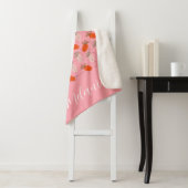 Strawbessen Roze Witte Doodle Patroon Sherpa Deken (In situ)