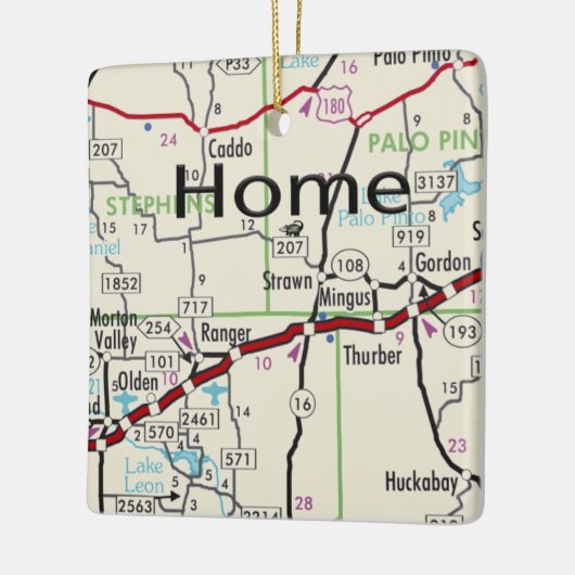 Strawn TX Map Keramisch Ornament (Links)