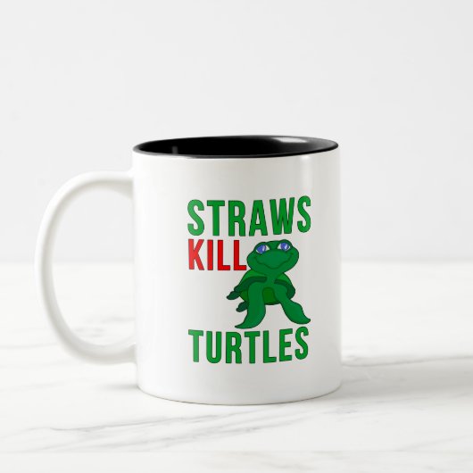 Straws Kill Turtles Tweekleurige Koffiemok (Links)