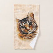 Stray Cat Portrait Waterverf Artwork Bad Handdoek (Handdoek)