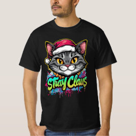 Stray Claus – Graffiti Christmas Cat Design T-shirt