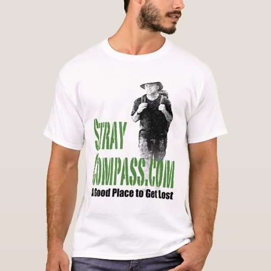 StrayCompass.com Mannen Groen op Groen T-shirt (Voorkant)