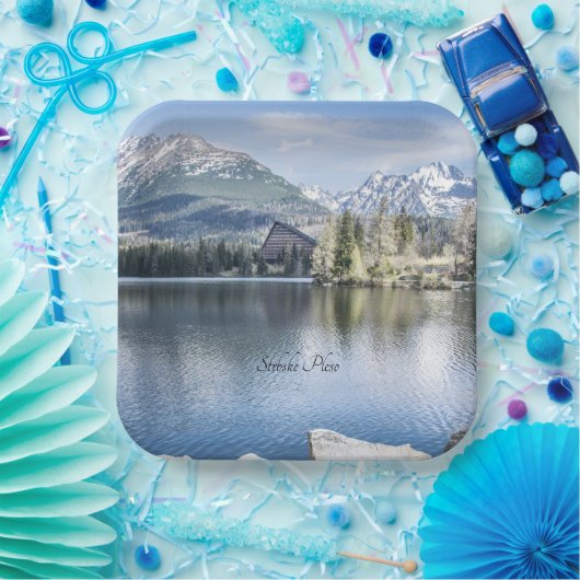 Strbske Pleso, Hoge Tatra, Slowakije Klassieke ron Papieren Bordje (Feest)