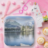 Strbske Pleso, Hoge Tatra, Slowakije Klassieke ron Papieren Bordje (Feest)