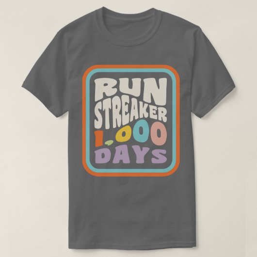 Streak Run Streaker 1000 dagen uitvoeren met komma T-shirt (Design voorkant)