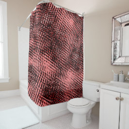 Streaks doorgekruiste en wazig, perzik- of zalmkle douchegordijn