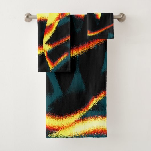 Streaks verbrande gele rode blikjes, ondeugdelijke bad handdoek (Insitu)