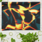 Streaks verbrande gele rode blikjes, ondeugdelijke theedoek (Gevouwen)