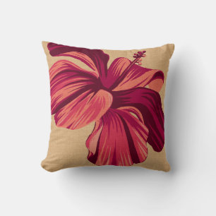 Streaky Hawaïaanse Hibiscus FauxLinen vierkante Ku Kussen