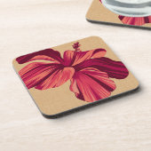 Streaky Hawaiian Hibiscus Faux Linen Onderzetters (Linkerzijde)