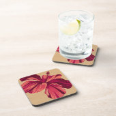 Streaky Hawaiian Hibiscus Faux Linen Onderzetters (Rechterzijde)