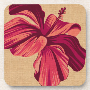 Streaky Hawaiian Hibiscus Faux Linen Onderzetters