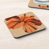 Streaky Hawaiian Hibiscus Faux Linen Onderzetters (Linkerzijde)